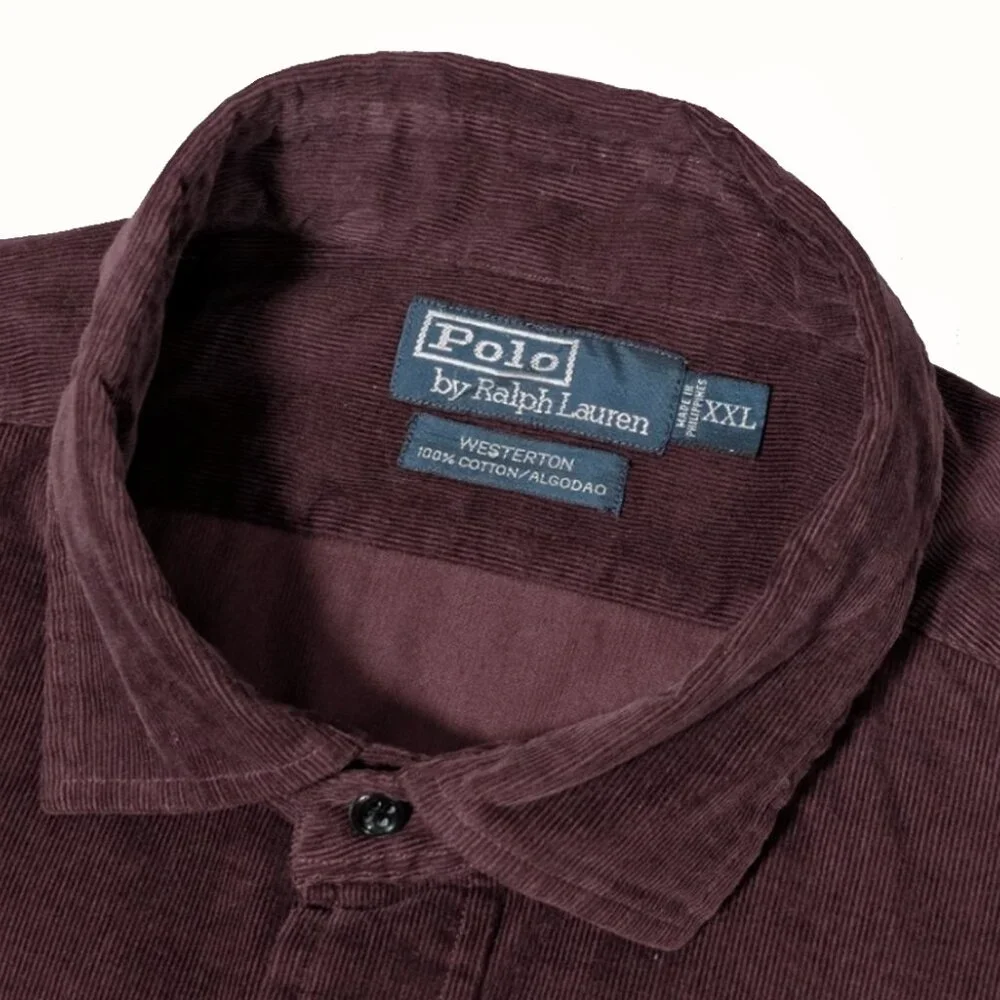 NEW Polo Ralph Lauren Westerton Style Shirt!  XXL  Maroon  Luxury Fine Corduroy